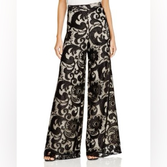 Alice + Olivia Pants - Alice + Olivia Lace Pattern Wide Leg Pants